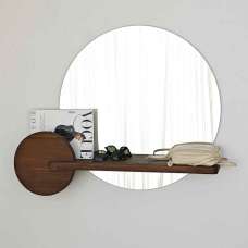 Points Glass Wall Mirror with Walnut Pine Wood Frame - UK