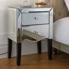 Polearm Mirrored Bedside Cabinet With 2 Drawers In Silver - UK