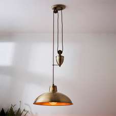 Polka Rise And Fall Led Ceiling Pendant Light In Antique Brass - UK