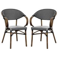 Ponte Outdoor White And Black Weave Stacking Armchairs In Pair - UK