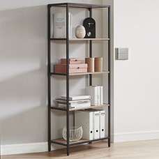 Pontiac Tall Wooden Bookcase With 4 Shelves In Oak And Black - UK