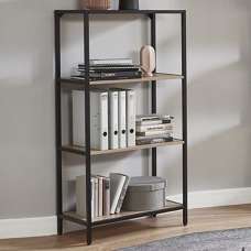 Pontiac Wooden Bookcase With 3 Shelves In Oak And Black - UK