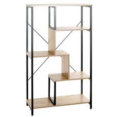Pontiac Wooden Bookcase With 4 Shelves In Oak And Black - UK
