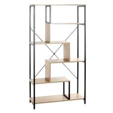 Pontiac Wooden Bookcase With 5 Shelves In Oak And Black - UK