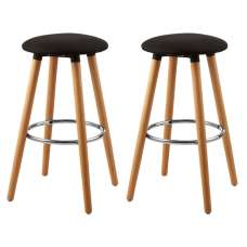 Porrima Black Fabric Round Seat Bar Stools In Pair - UK