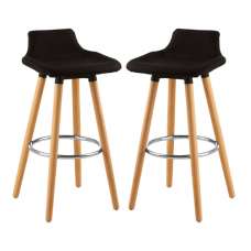 Porrima Black Fabric Seat Bar Stools In Pair - UK