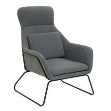 Porrima Fabric Armchair With Black Metal Frame In Grey - UK