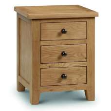 Mabli Three Drawers Bedside Cabinet In Waxed Oak Finish - UK