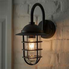 Port Clear Glass Shade Wall Light In Textured Black - UK
