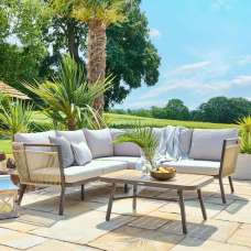 Porta Corner Aluminium Garden Lounger Set with Coffee Table in Grey and Stone - UK