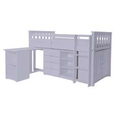 Portland Wooden Mid Sleeper Bunk Bed in Grey - UK