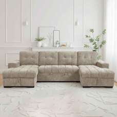 Positano Fabric U Shape Corner Sofa in Beige - UK