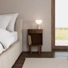 Pottstown Wooden Bedside Cabinet in Smoked Oak - UK