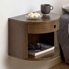 Pottstown Wooden Wall Hung Bedside Cabinet - Smoked Oak - UK