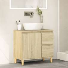 Prague Wooden Vanity Unit With Oak Legs In Sonoma Oak - UK