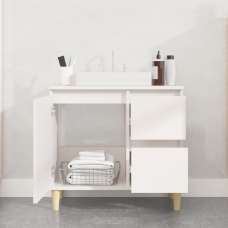 Prague Wooden Vanity Unit With Oak Legs In White - UK