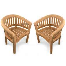 Prattville Teak Wooden Outdoor Arm Chairs In Pair - UK