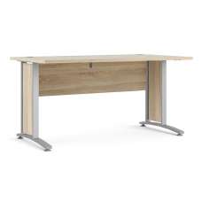 Prax 150cm Computer Desk In Oak With Silver Grey Legs - UK