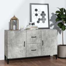 Precia Wooden Sideboard With 2 Door 2 Drawer In Concrete Effect - UK