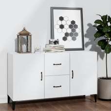 Precia Wooden Sideboard With 2 Door 2 Drawer In White - UK