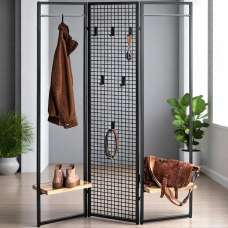 Prescott Metal Coat Stand In Reggio Oak And Black - UK