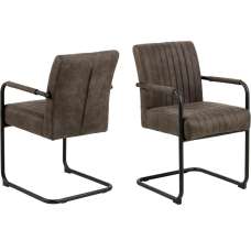 Preston Anthracite Fabric Dining Chairs In Pair - UK