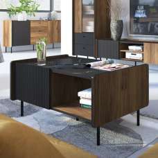 Preston Wooden Coffee Table With 2 Doors In Oak Walnut - UK