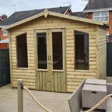 Pretoria Large Wooden Garden Summerhouse With 2 Doors In Natural - UK