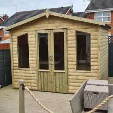 Pretoria Small Wooden Garden Summerhouse With 2 Doors In Natural - UK