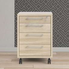 Primora Wooden Mobile Office Pedestal With 4 Drawers In Oak - UK
