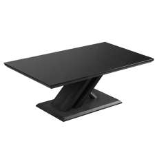 Prisca Black Glass Coffee Table With Wooden And Chrome Base - UK