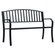 Prisha Steel Garden Seating Bench In Black - UK