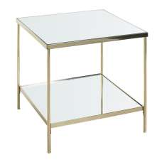 Pulaski Large Mirrored Square End Table With Brass Frame - UK