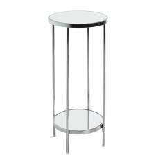 Pulaski Mirrored Round Flower Column With Chrome Frame - UK