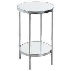 Pulaski Small Mirrored Round End Table With Chrome Frame - UK