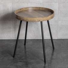 Pulaski Wooden End Table With Black Metal Legs In Dark Oak - UK