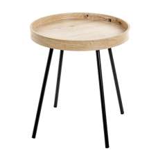 Pulaski Wooden End Table With Black Metal Legs In Light Oak - UK
