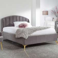 Pulford Velvet Ottoman Storage King Size Bed In Grey - UK