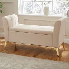 Pulford Velvet Storage Ottoman In Natural - UK