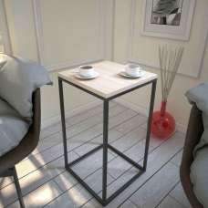 Pure Wooden Side Table with Black Metal Frame in Oak - UK