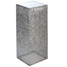 Purley Small Glass Metal Decorative Pillar In Silver - UK