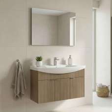 Purus 1000mm Wooden Wall Mounted Bathroom Furniture Set in Oak - UK