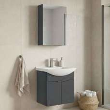Purus 550mm Wooden Wall Mounted Bathroom Furniture Set with 3 Doors in Matte Anthracite - UK