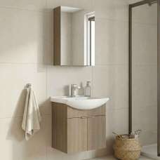 Purus 550mm Wooden Wall Mounted Bathroom Furniture Set with 3 Doors in Oak - UK