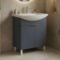 Purus 650mm Wooden Vanity Unit & Basin in Matte Anthracite - UK