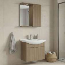 Purus 650mm Wooden Wall Mounted Bathroom Furniture Set with 3 Doors in Oak - UK