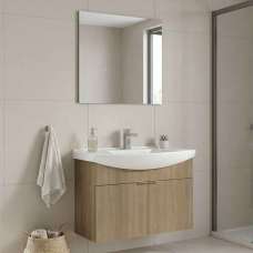 Purus 800mm Wooden Wall Mounted Bathroom Furniture Set with 2 Doors in Oak - UK
