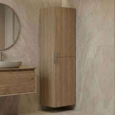 Purus Tall Wooden Wall Mounted Bathroom Storage Cabinet in Sonoma Oak - UK