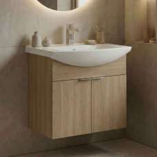 Purus Wooden Wall Mounted Vanity Unit & Basin in Sonoma Oak - UK
