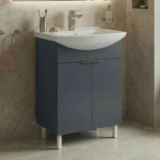 Purus Wooden Wooden Vanity Unit & Basin in Matte Anthracite - UK